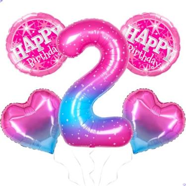 Imagem de Balão gradiente número 2 para decorações de aniversário Kpop, balões grandes com número de hélio de 101,6 cm para meninas, artigos de decoração de festa de aniversário