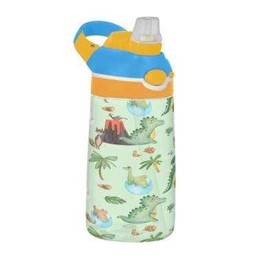 Imagem de SEHANY Garrafa de água infantil engraçada de dinossauro, durável Tritan livre de BPA, copo de água de plástico transparente para crianças pequenas, garrafas de água esportivas de boca de pato à prova