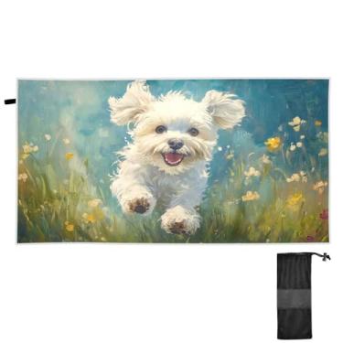 Imagem de Blueangle Toalha de praia fofa para filhotes de corrida - Toalhas de viagem leves e compactas - Toalha de secagem rápida super absorvente para natação, acampamento e férias (737)