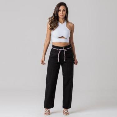 Imagem de Calça Dad Sarja Preta Feminina Zune-Feminino