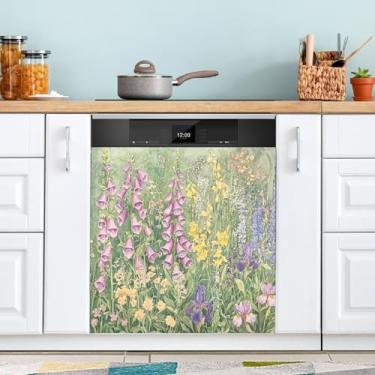 Imagem de ATTX Capa magnética para lava-louças Wildflower Meadow, 58,4 cm C x 66 cm A, decoração da capa da máquina de lavar louça, decalques para armários domésticos e eletrodomésticos adesivos #137