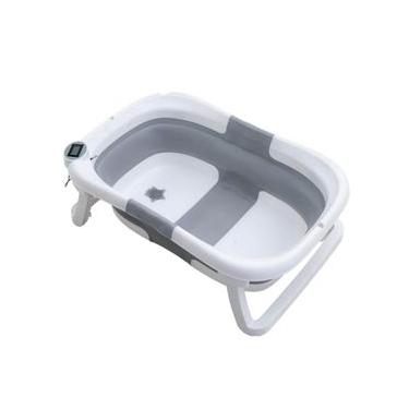 Imagem de Banheira de Bebê Plástica Dobrável Branca e Cinza - Galzerano