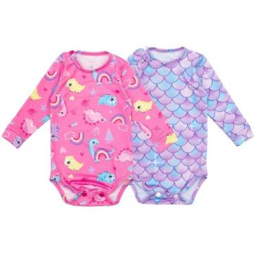 Imagem de Kit 2 Bodys Bebê Infantil com Proteção UV Menino Menina - Fofotinhos, 