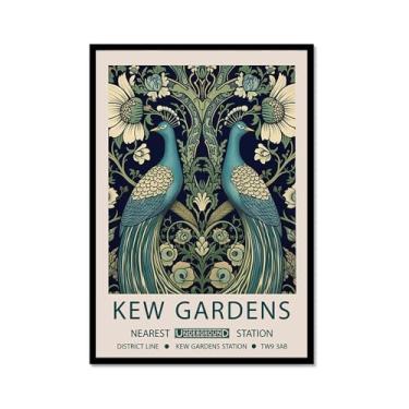 Imagem de William Morris Flower Birds Pavão Poster Kew Gardens Impressão em Tela Pintura Floral Arte de Parede Impressões Botânicas Sala de Estar Decoração de Casa (SKU4,12x45,7 cm = (30x45 cm), Moldura de