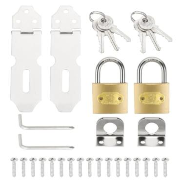 Imagem de PATIKIL 2 peças de ferrolho de cadeado de aço inoxidável, ferrolho de trava de 10 cm, trava deslizante para porta, fecho de segurança com trava de cobre única e parafusos para armário, jardim, quintal