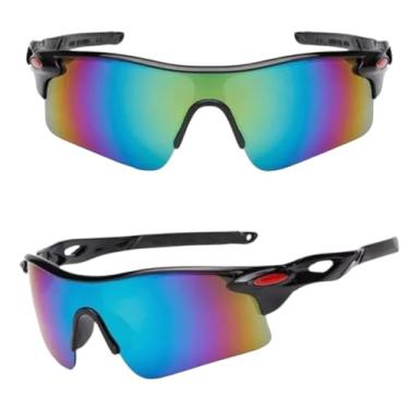 Imagem de Óculos de Sol Esportivo UV400 Ciclismo, Design Moderno, Lentes Espelhadas Coloridas, Armação Durável em Policarbonato Proteção Anti-embaçamento (Preto e Verde)