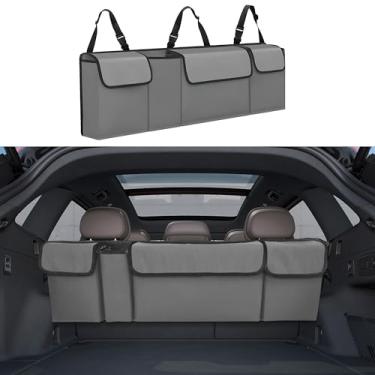 Imagem de Tioollev Organizador de porta-malas de carro, armazenamento grande para pendurar no banco traseiro com alças ajustáveis, bolsa de carga dobrável de PVC impermeável, acessórios interiores de carro para