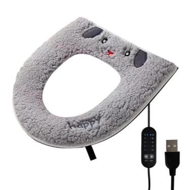 Imagem de Capa de assento de vaso sanitário | Aquecedor macio lavável alimentado por USB, capas de assento de vaso sanitário para banheiro | para banheiro, banheiro, hotel, apartamento, dormitório, fazenda