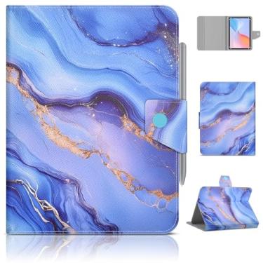 Imagem de DETUOSI Capa universal para tablet de 8 polegadas, capa para tablet de 22,6 cm, capa protetora portátil de couro PU com suporte 【com 4 anéis fixos】 para todos os tipos de tablets Android/iOS/Windows