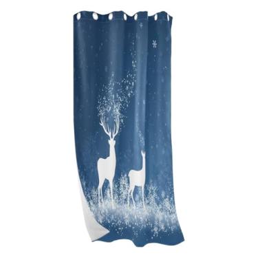 Imagem de CEBUGI Cortinas blackout de veado de Natal para quarto, sala de estar, painéis de cortina de janela com isolamento térmico (1 painel, 106 cm L x 213 cm C)