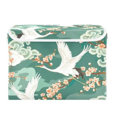 Imagem de xigua Caixotes de armazenamento voadores com tampas e alça de transporte, caixas de armazenamento dobráveis, organizadores de recipientes, cestos, cubo com capa para casa, quarto, armário, escritório