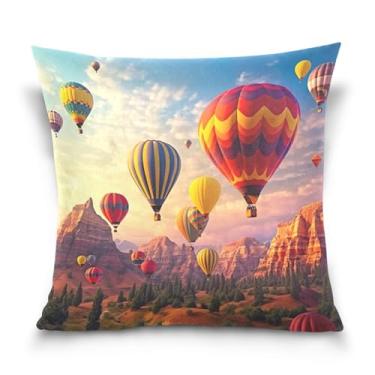 Imagem de Wassud Capas de almofada com balões de ar quente voando, 40,6 x 40,6 cm, capa decorativa para sofá, casa, casa de fazenda, decoração de quarto