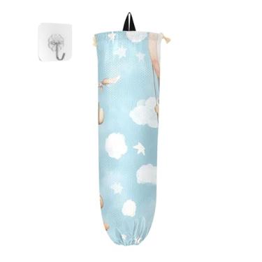 Imagem de xigua Ursos em balões de ar quente suporte de saco plástico suporte de parede com cordão, pacote com 2, saco de mercearia reutilizável decoração organizadora para bolsas, meias, roupas íntimas e