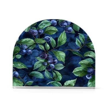 Imagem de xigua Porta-guardanapos de mirtilo para mesas Dispensador de guardanapo vertical de acrílico, dispensador de lenços independente para jantar cozinha restaurante decoração de casa acessórios de bar