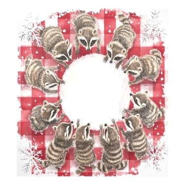 Imagem de STAYTOP Linda guirlanda de Natal guaxinim capa de ímã de lava-louças 58 x 66 cm capas decorativas de geladeira para porta frontal adesivo magnético para máquina de lavar louça painel de geladeira