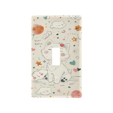 Imagem de Wassud Capa decorativa para interruptor de luz de cachorro fofo para tomadas elétricas, interruptor único, 11 x 7 cm