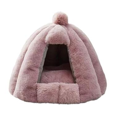 Imagem de Ioensy Tenda para gatos, casa, cama quente para cães, de gato semifechado, tenda para animais de estimação para o chão, inverno, filhote, Rosa, L