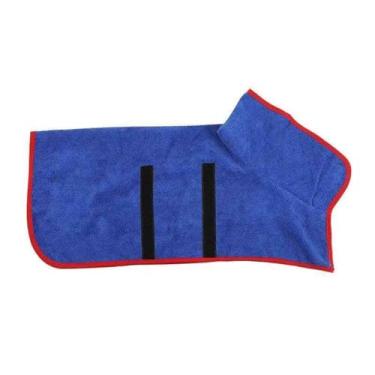Imagem de Toalhas de microfibra para cães para secagem de cães toalha grande médio pequeno roupão absorvente casaco gato animal de estimação absorvente macio e confortável fofo quente (azul, GG)