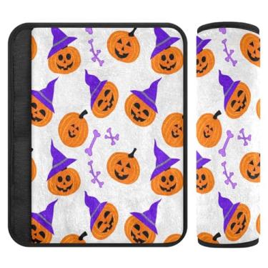 Imagem de Burbuja Capa para cinto de segurança de carro Jack O Lantern Pumpkins Protetor de cinto de segurança de carro macio confortável para alça de ombro de assento, 1 par médio