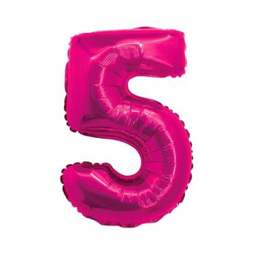 Imagem de BALAO METALIZADO C/CANUDO 16" ROSA NUMERO 5