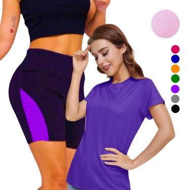 Imagem de Kit Conjunto CAMISETA Blusinha DRY + SHORT LEG Legging REDINHA Suplex Corrida Academia Fitness 635-Feminino