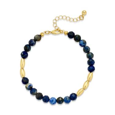 Imagem de HolidayQbee Pulseiras femininas com contas de pedras preciosas naturais banhadas a ouro 14K para mulheres, moda moderna, verão, boho, praia, joias, presentes, Medium, Sem Pedra Preciosa