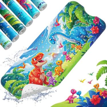 Imagem de XIYUNTE Tapete de banho infantil antiderrapante para banheira, tapete de banho infantil - 101 x 40 cm, tapete de banheira extra longo, antiderrapante, tapete de banho infantil ecológico com ventosas
