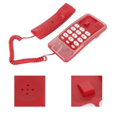 Imagem de Akozon Telefone Com Fio Montado na Parede KXT-438 Com Funções de Rediscagem, Flash Rápido, Mudo e Pausa - Ideal para Uso Doméstico, Hoteleiro, Escritório e Escolar (Vermelho)