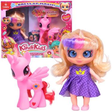 Imagem de Boneca KindiKids Articulada Com Pônei Rosa - Castela