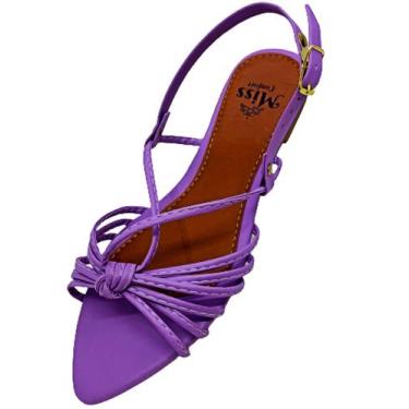 Imagem de Sandália Bico Fino Rasteirinha Folha Tiras Nó N34 Ao 43 - MISS CONFORT