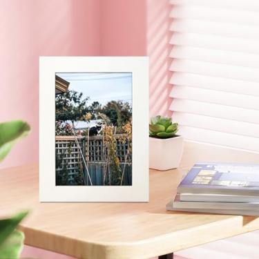 Imagem de Moldura para exibição de fotos para mesa ou parede, suporte decorativo para fotos, exibição de documentos de estilo simples para decoração de sala de escritório (branco, 12 x 17 cm)