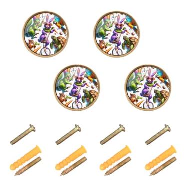 Imagem de ODAWA 4 maçanetas de latão para festa de monociclo animais vintage com parafuso