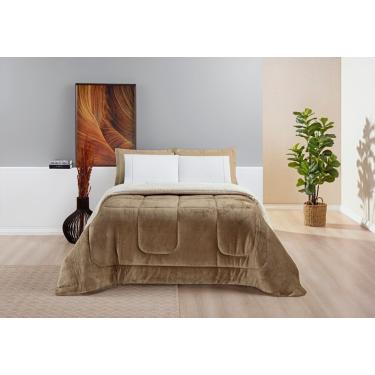 Imagem de Coberdrom Sherpa e Flannel Everest Solteiro Manta Alta 150g 01 Peça - Caqui