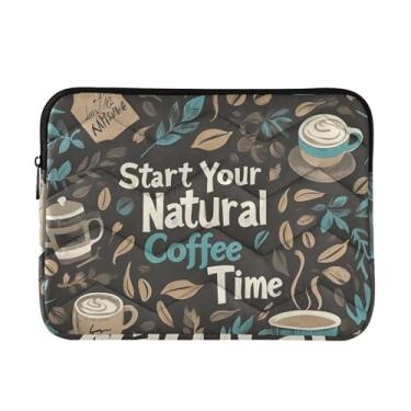 Imagem de Capa para laptop durável bolsa de transporte de computador Coffee Time padrão preto à prova de choque capa protetora para notebook