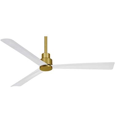Imagem de Minka-Aire F787-SBR/WHF, ventilador de teto simples de 132 cm com suporte saliente em latão macio com lâminas brancas planas, controle remoto incluído