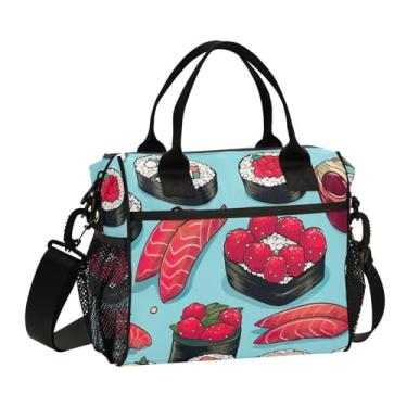 Imagem de Lancheira colorida de coruja azul com alça de ombro, lancheira feminina isolada para trabalho, M