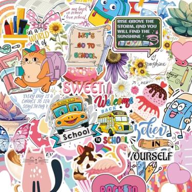 Imagem de WOBAGMEN 53 peças adoráveis adesivos de gato e animal - decoração de vinil reutilizável à prova d'água para garrafas de água, cadernos, material escolar e lembrancinhas de festa (fofo, rosa)