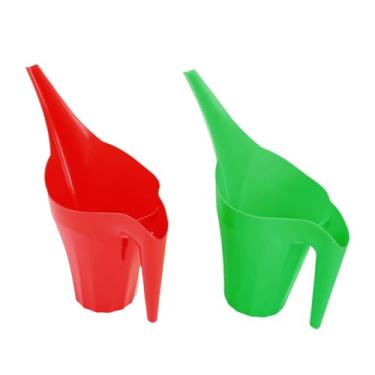 Imagem de Garosa 2 Pçs Regador de Plástico 2l Bico Longo Leve Rega Pote para Plantas Ao Ar Livre Indoor Casa Jardim Flores Suculentas Vermelho Verde