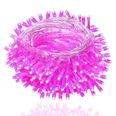 Imagem de (Pink Brightness (Transparent Wire)) - Fullbell Christmas LED String lights,10m 100 LEDs with Controller Fairy Twinkle Lights.Decoration for Chirstmas Tree,Garden,Multi Stings Connectable(Transparent Wire)(Pink)