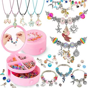 Imagem de 95 peças + Kit de fabricação de pulseiras com miçangas, Kit de artesanato para fabricação de pulseiras para meninas Suprimentos para criação de joias para adolescentes e adultos e iniciantes para meninas Kit de joias