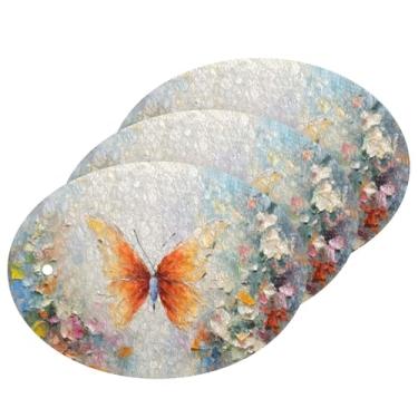 Imagem de CEBUGI Esponjas de limpeza que não arranham, pacote com 3 esponjas de cozinha para lavar pratos, materiais de limpeza para cozinha, banheiro, casa de banho (pintura a óleo de borboleta)