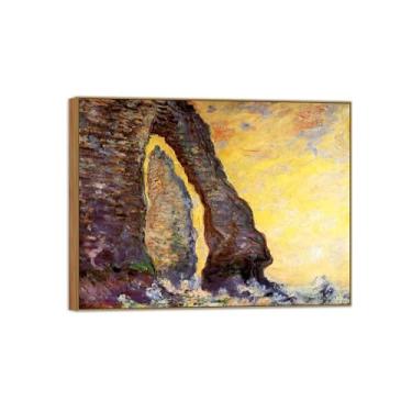 Imagem de BMZFYBS Claude Monet famosa impressão em tela de parede pronta para pendurar - pintura de moldura de madeira para decoração de sala de estar 50 x 65 cm 20 x 26 pol