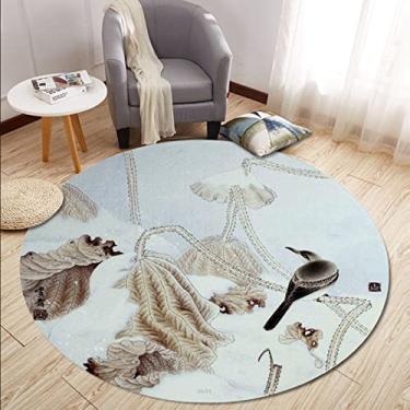 Imagem de Tapete redondo para quarto, macio, redondo, antiderrapante, tapete decorativo abstrato, tapete de ioga para quarto, decoração de casa, B, diâmetro 200 cm