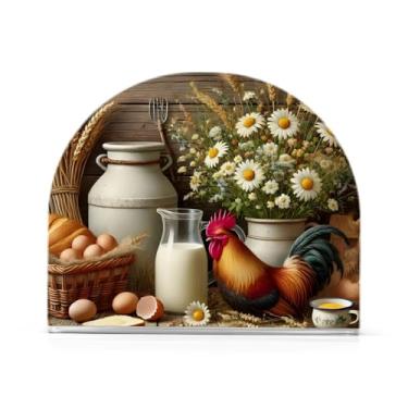 Imagem de Porta-guardanapos de mesa creme Farm Feast, porta-guardanapos antiderrapante, pacote com 2, porta-guardanapos para guardanapos de pano