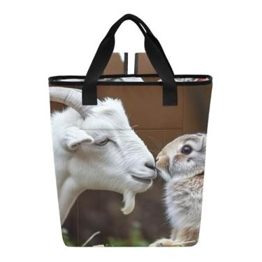 Imagem de Bolsa térmica macia cabra coelho beijando dia dos namorados 36 latas grande lancheira para mulheres 35 x 15 x 40 cm