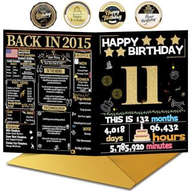 Imagem de Joycard Cartão de aniversário de 11 anos com envelope, decorações de 11º aniversário para meninas e meninos, presentes de 11º aniversário para filha filho, cartões de feliz aniversário para neto de 11