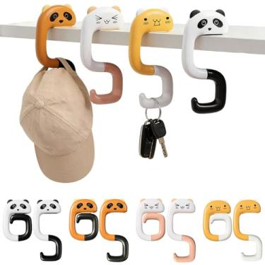 Imagem de Pacote com 4 ganchos de plástico portáteis para viagem, gancho de bolsa de panda antiderrapante, ganchos de mesa dobráveis, cabides de bolsa