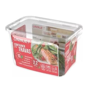 Imagem de Kit 10 Potes Marmita 2200ml Container c/Tampa 4 Travas (Ideal Para Freezer e Micro-ondas)