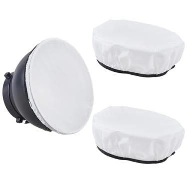 Imagem de CREATCABIN 2 peças de capa de lâmpada difusora de meia difusora branca macia abajur refletor meia cortina redonda para estúdio de fotografia estroboscópica refletores padrão luz flash 420 mm