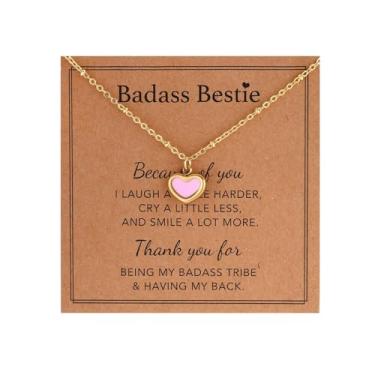 Imagem de AULSIEY Colar de coração colorido para o Dia dos Namorados para mulheres, melhor amiga, banhado a ouro 18 K, aço inoxidável, amizade, Bestie, Aço inoxidável, Sem Pedra Preciosa